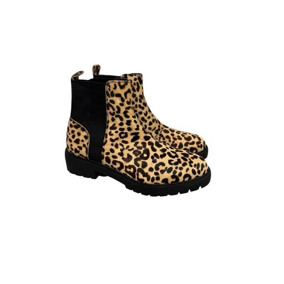 Steve Madden Gliding Leopard Calf Hair Chunky Short Boot Womens Size 9.5 M - Picture 3 of 8